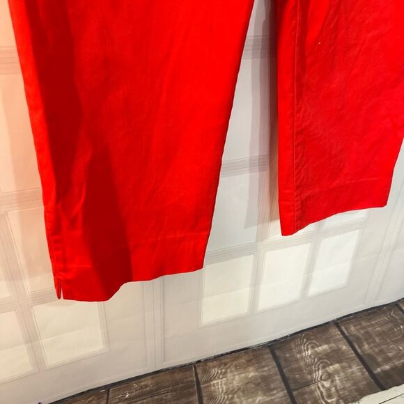 Ann Taylor Red Cotton Cropped Summer Dress Pants Size 16 - Picture 5 of 12
